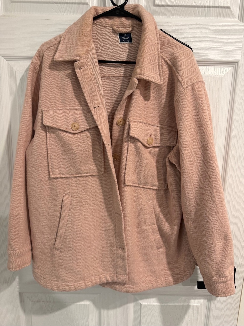 Denver Hayes Women’s Pink Wool-Blend Shacket Jacket